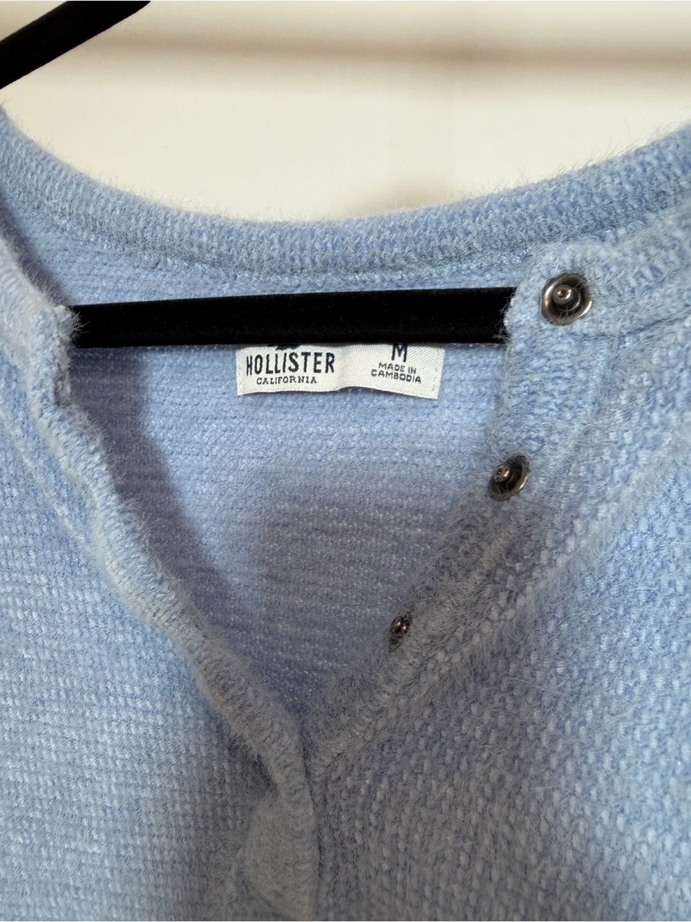 Hollister Light Blue V-Neck Cozy Pullover Hoodie - Picture 2 of 3